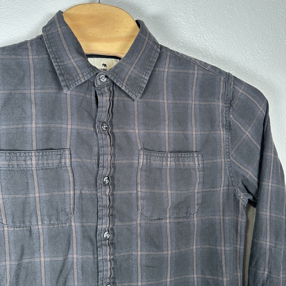 The Normal Brand Shirt Mens Sz Large Brown Plaid Lightweight Flannel Long Sleeve